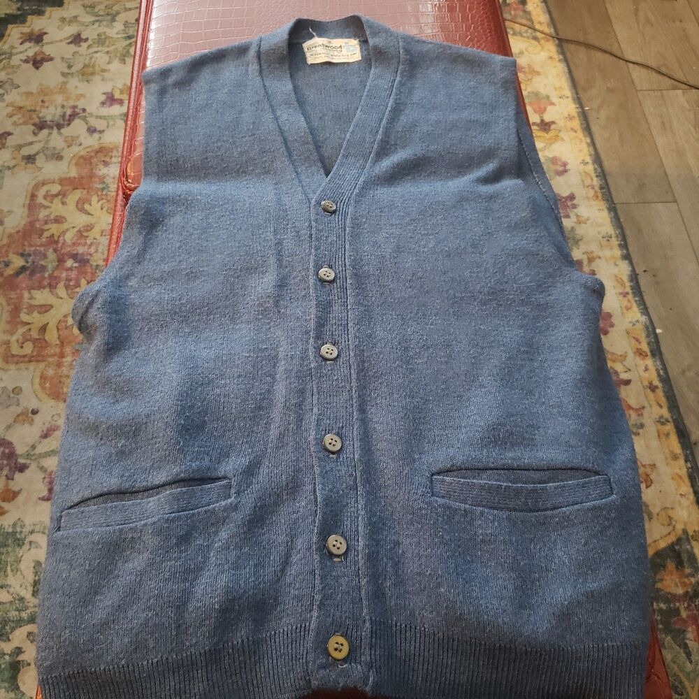 Vtg Brentwood Sportswear Sweater Vest/Sleeveless Cardigan S M Coastal Grandpa
